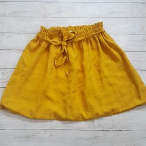 Copper key belted‎ mustard golden yellow mini skirt waist tie size small